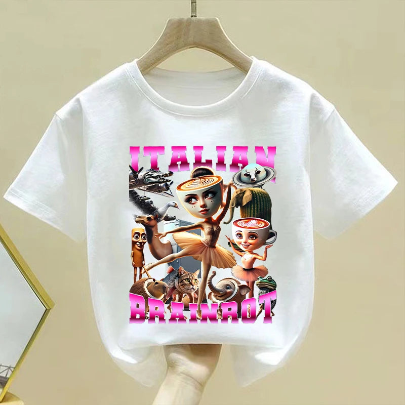 Brainrot T-shirt Børn – Sjovt Meme Print