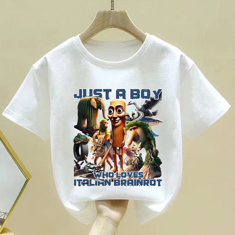 Brainrot T-shirt Børn – Sjovt Meme Print