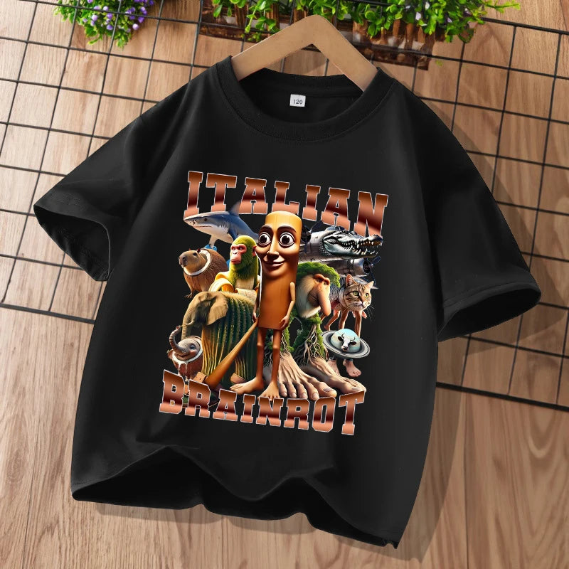 Brainrot T-shirt Børn – Sjovt Meme Print