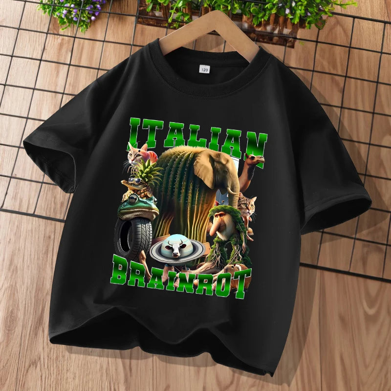 Brainrot T-shirt Børn – Sjovt Meme Print