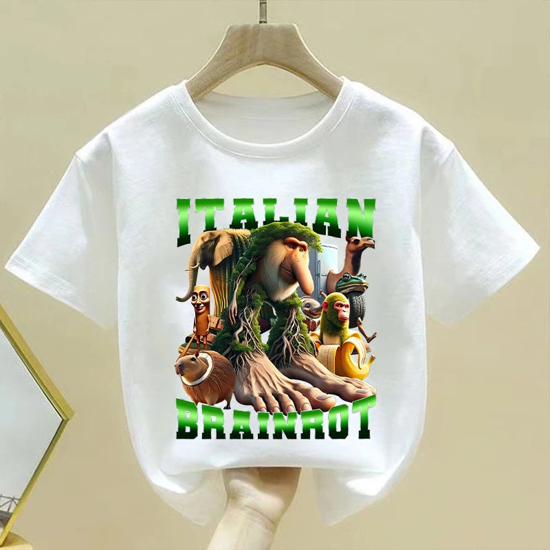 Brainrot T-shirt Børn – Sjovt Meme Print